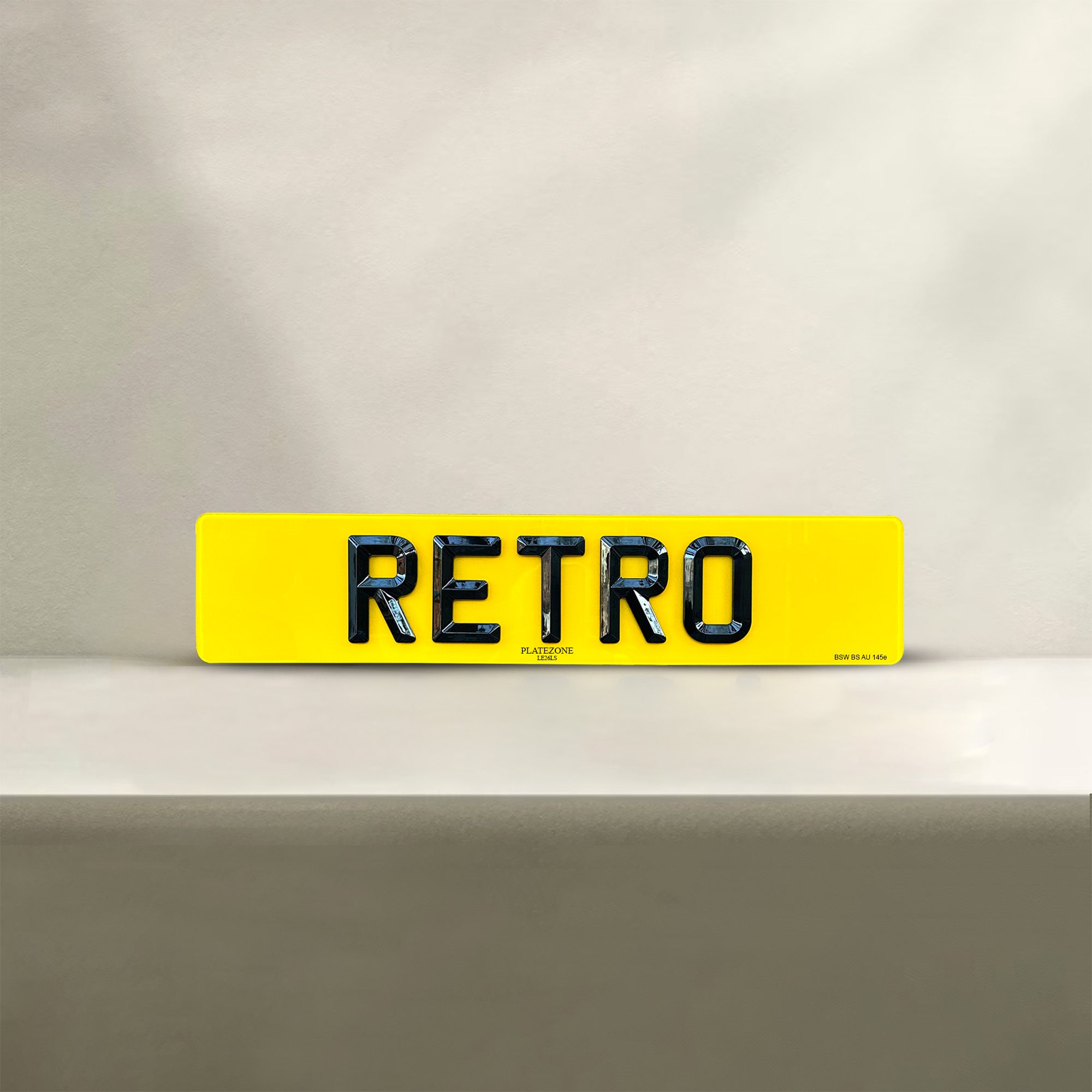 Bevel Retro Number Plate