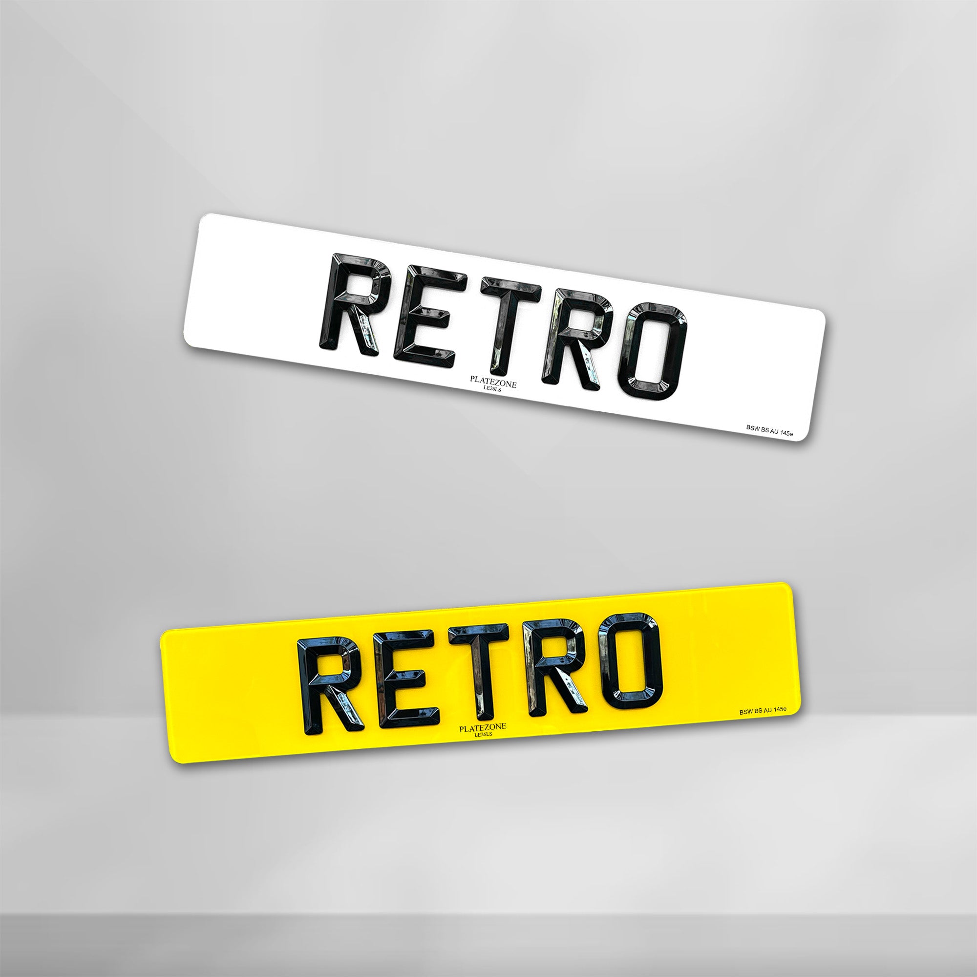 Bevel Retro Number Plate